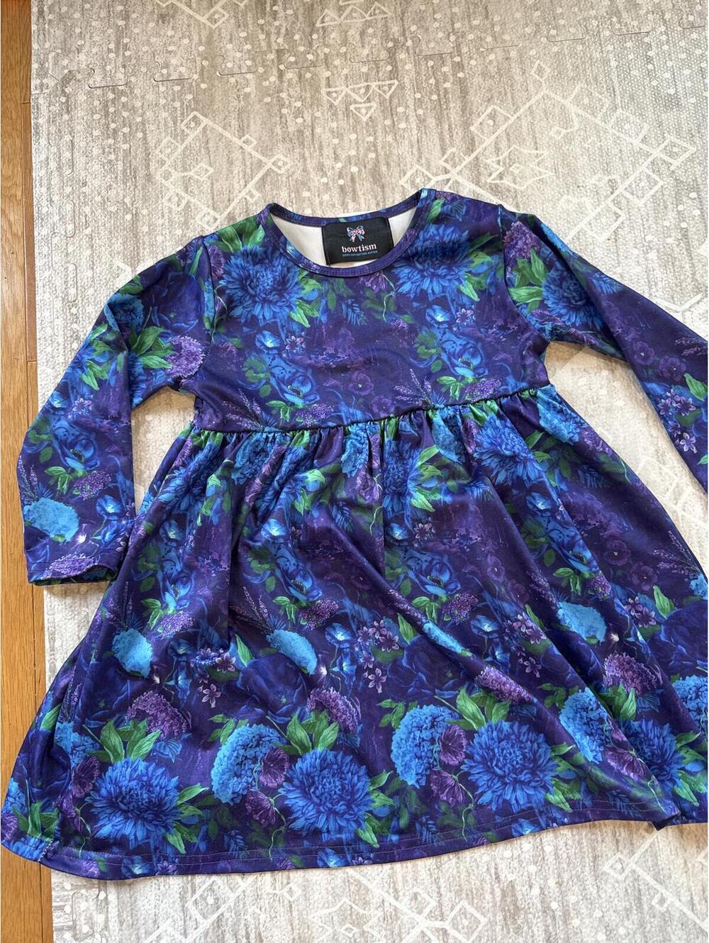 Bowtism Girls Floral Long Sleeve Dress